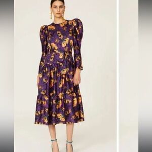 Delfi Collective Purple and Orange Floral Dress Size L